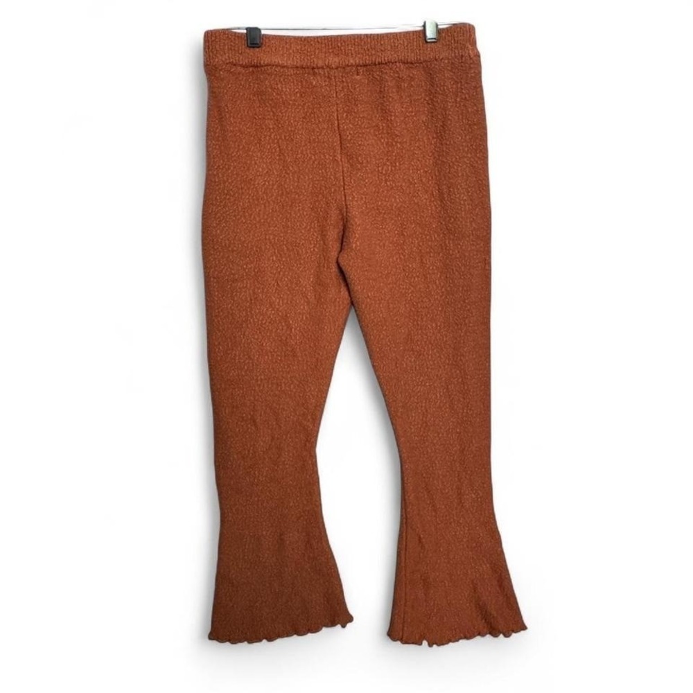 Free People Beach Rust Lounge Set Sz S Knit Sweater Flare Pants Boho Coastal - Picture 6 of 8